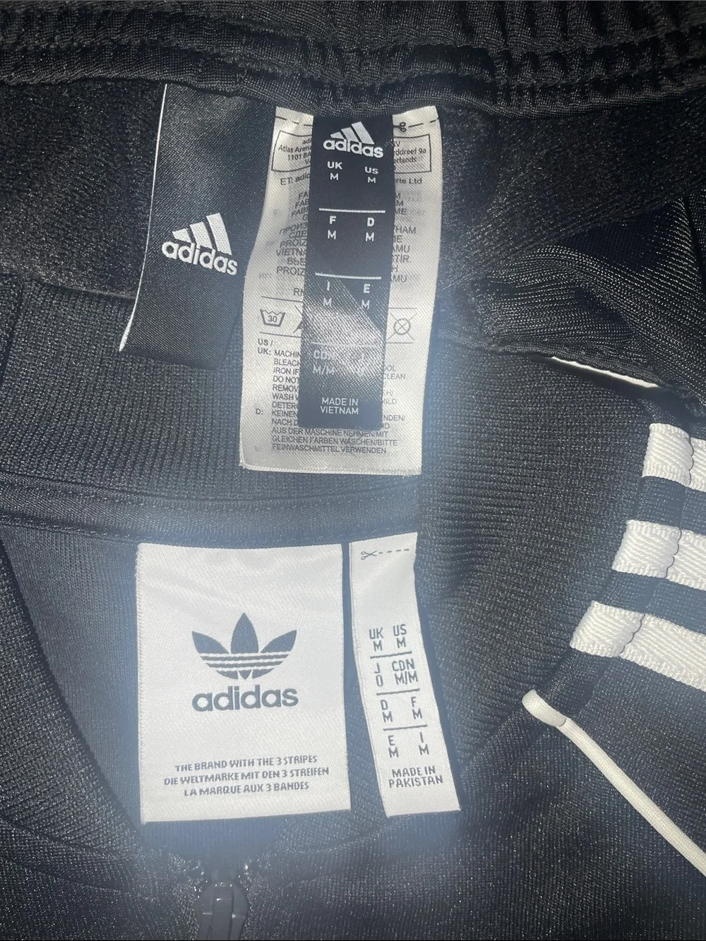 Vintage Adidas Track Suit Black & White Three-Stripe Men’s Medium
